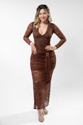 Vestido Empire Encaje Café
