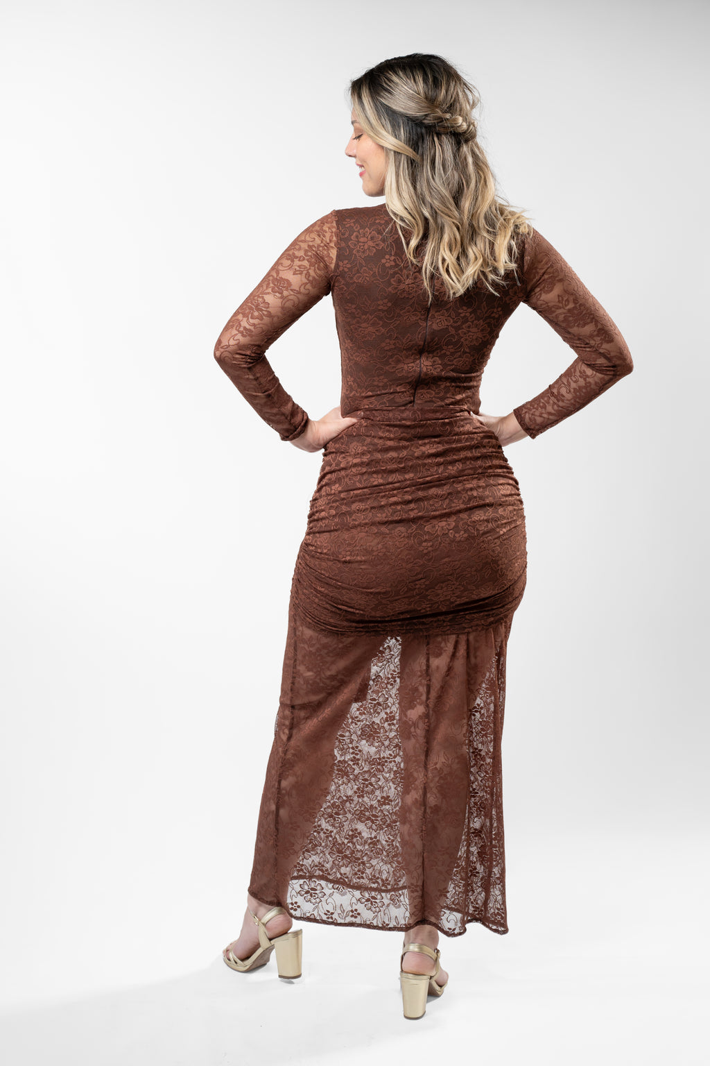 Vestido Empire Encaje Café