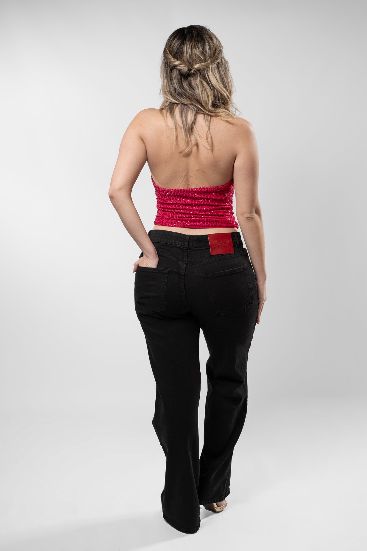 Top Regina lentejuelas Fuscia