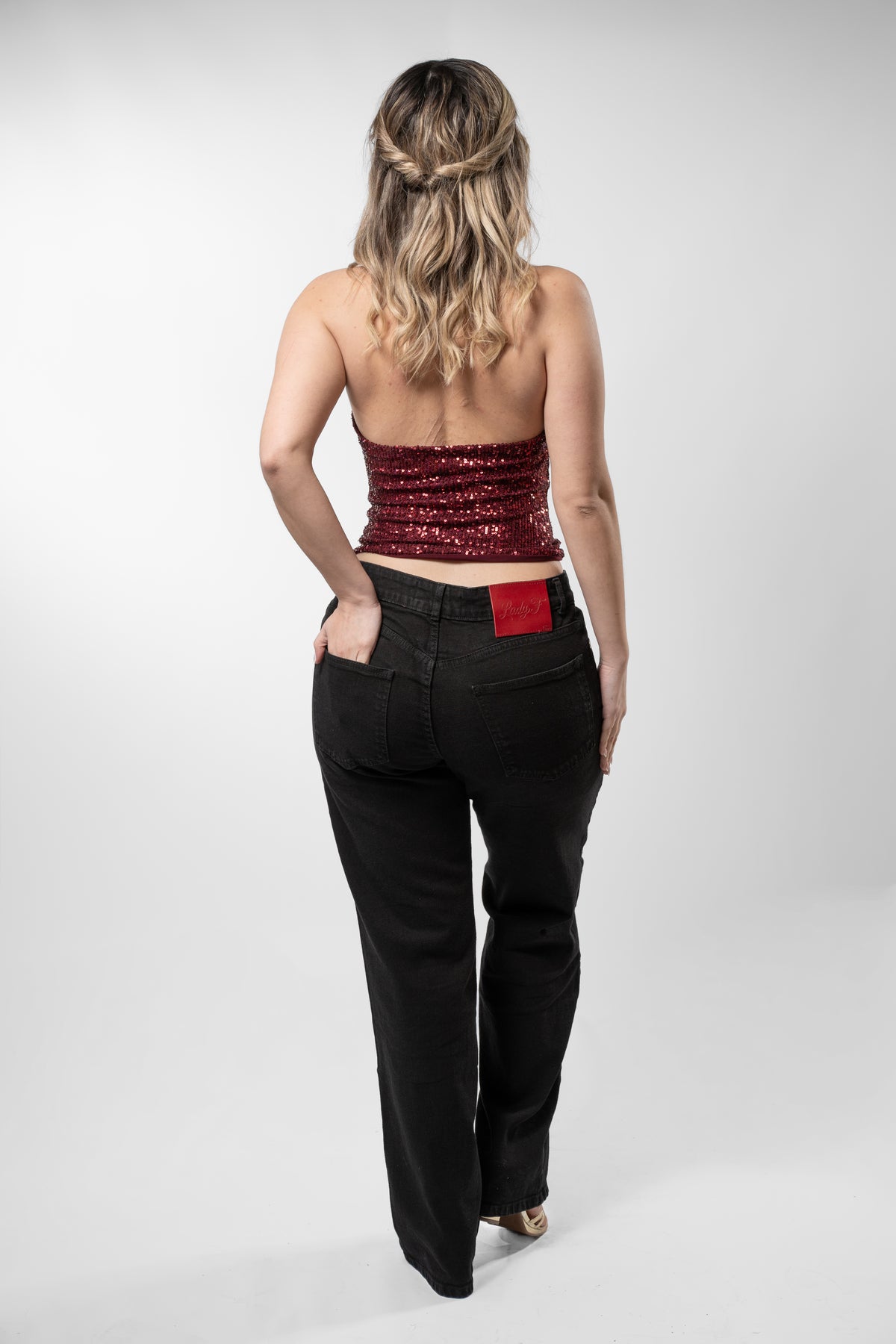 Top Regina lentejuelas Burdeo