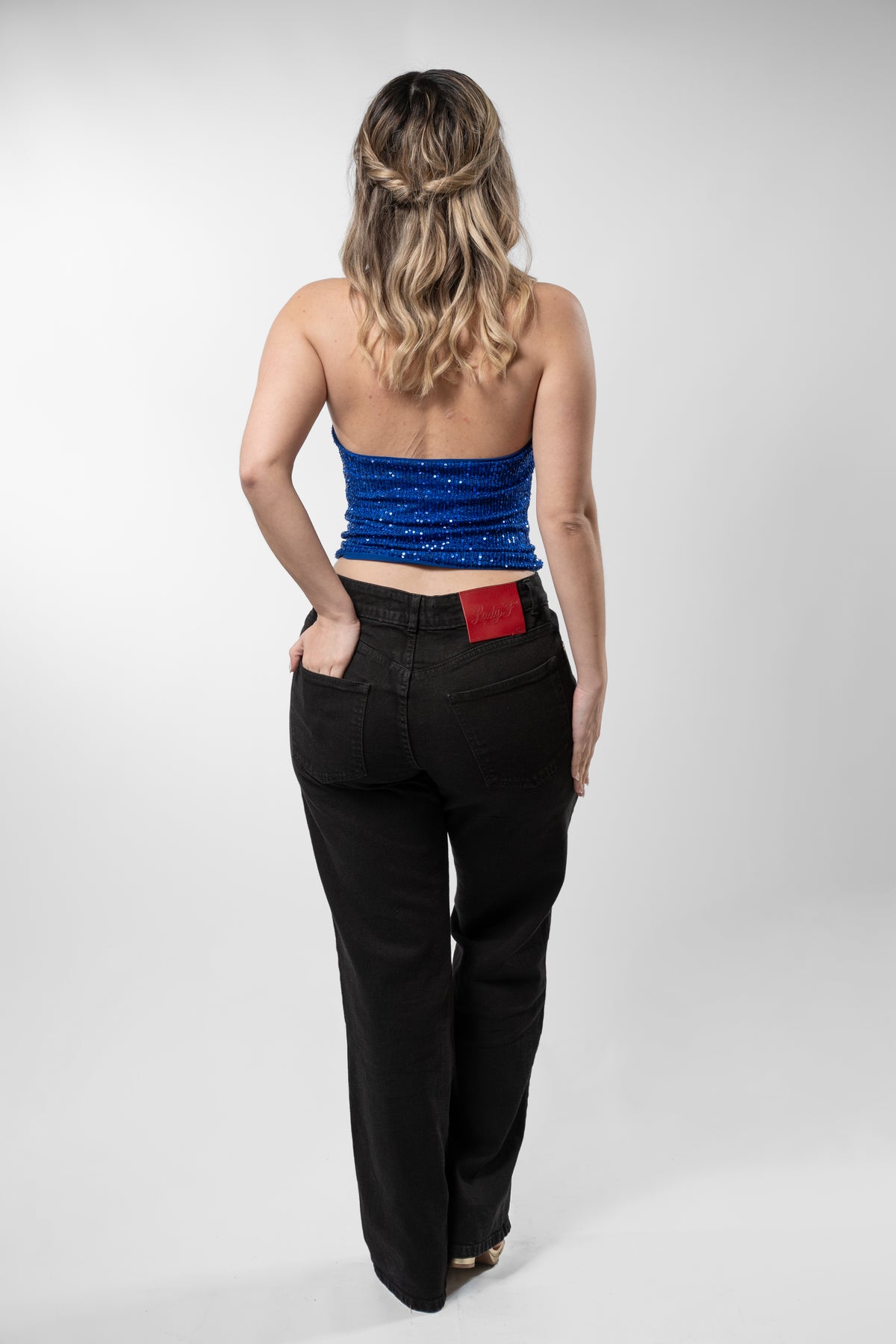 Top Regina lentejuelas Azul