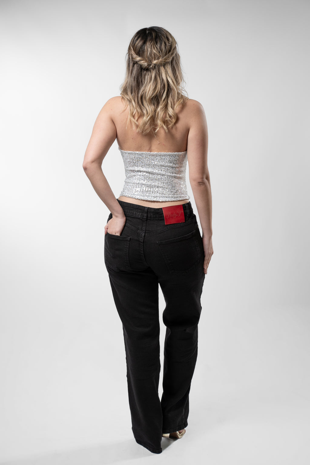 Top Regina lentejuelas Gris