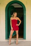 Vestido midi Straples Rojo