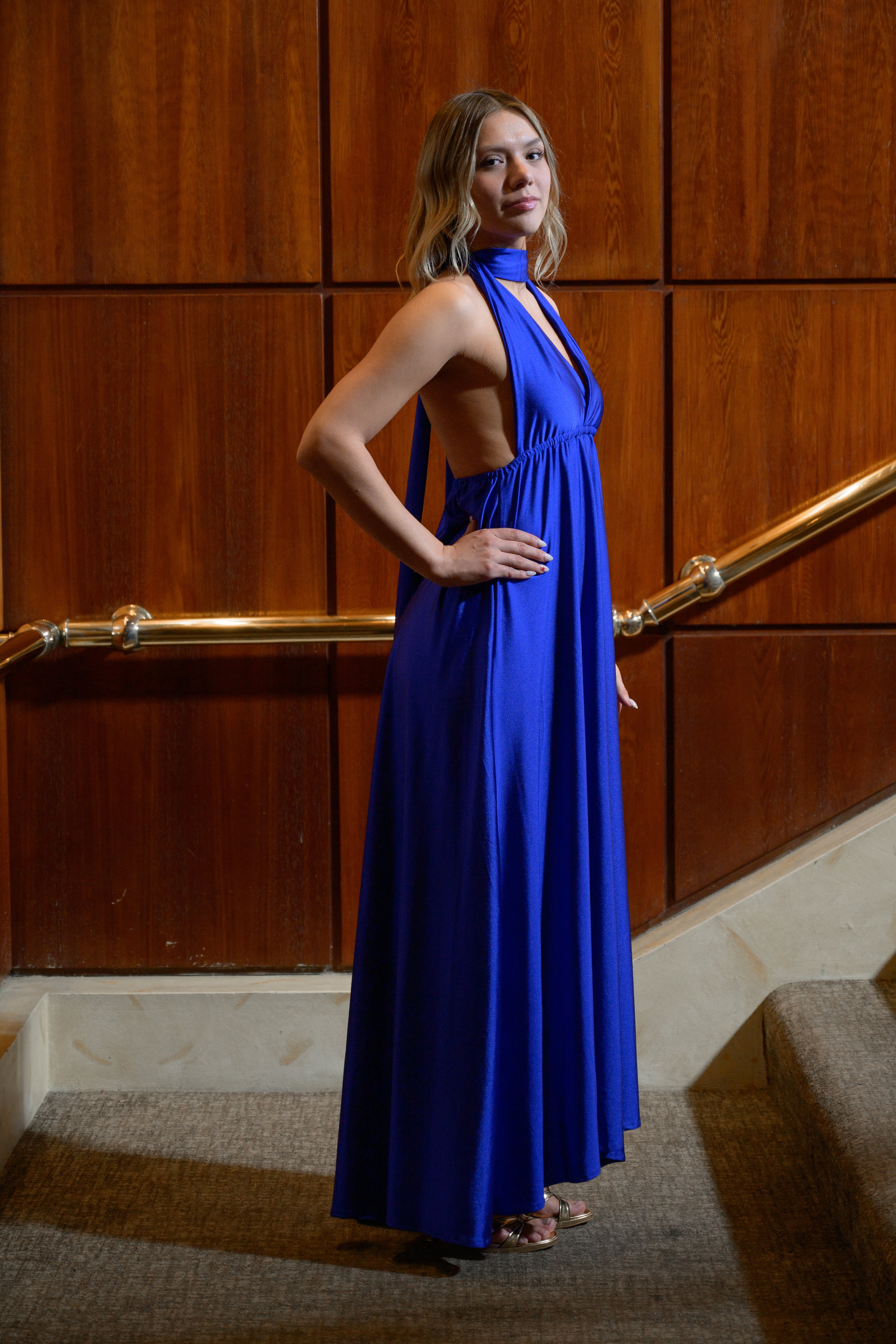 Vestido Multiforma Azul rey satinado