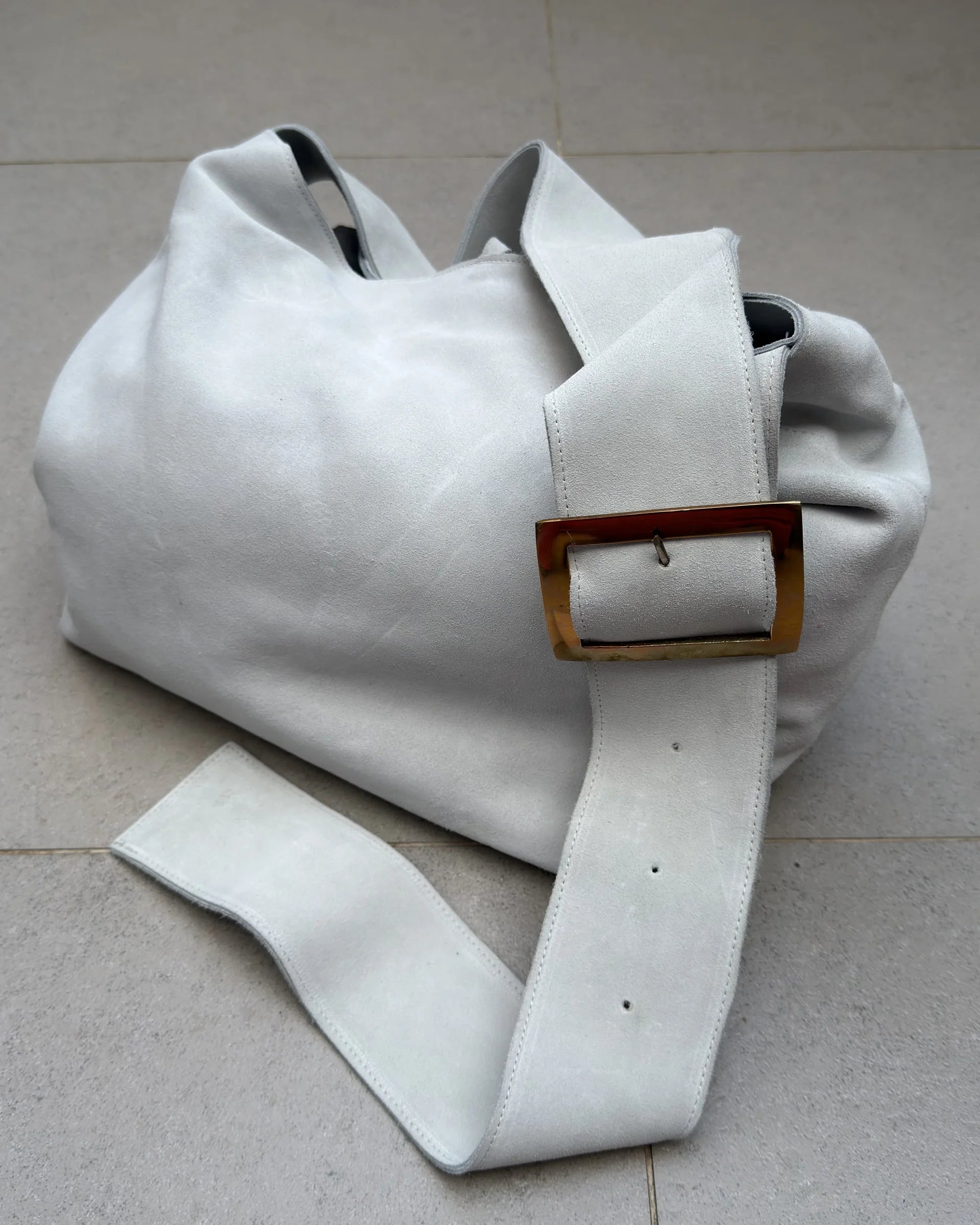 Cartera Kawai Blanca Gamuza