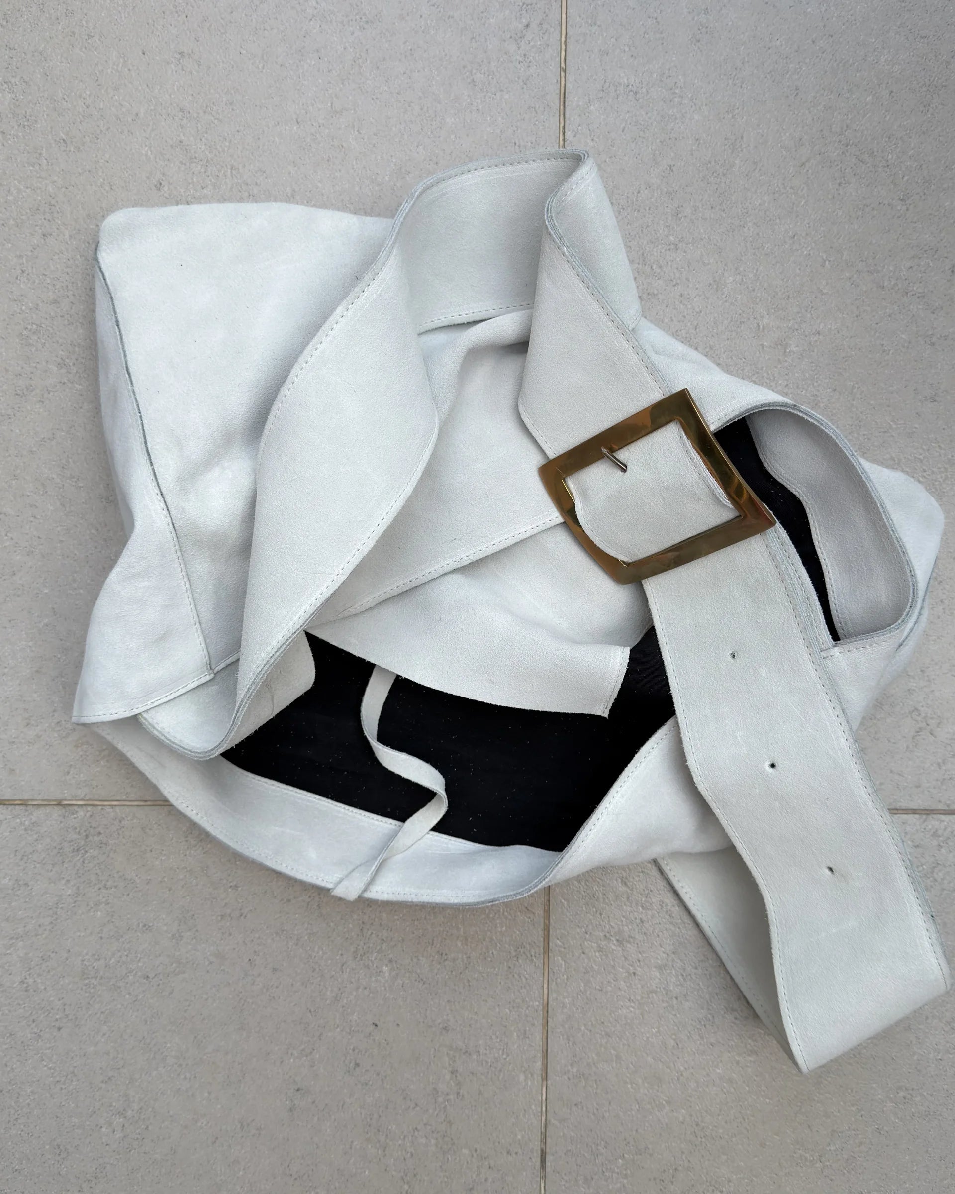 Cartera Kawai Blanca Gamuza